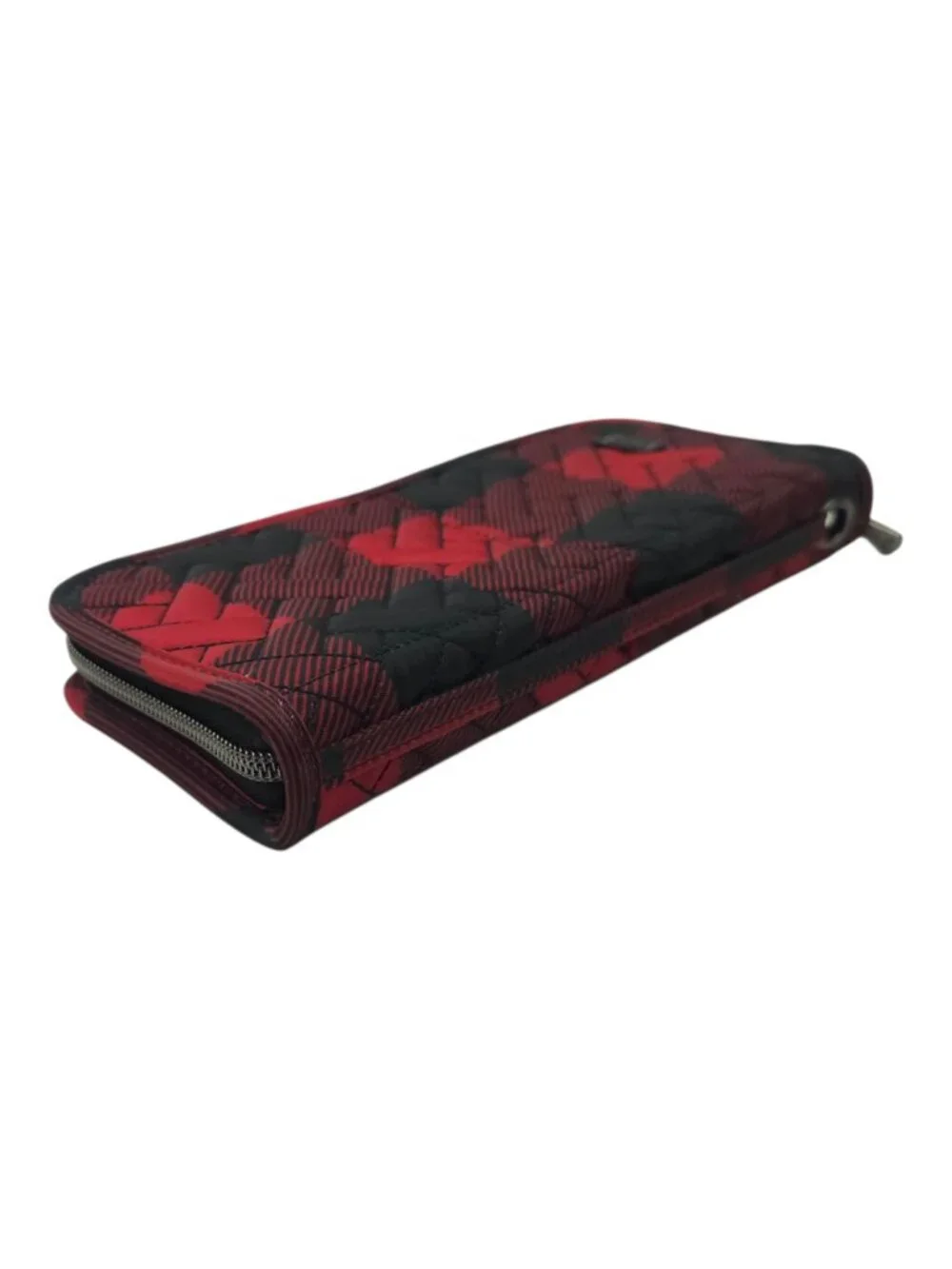 Lug Buffalo Check Red Black Plaid Quilted Compact Cosmetic Brush Organizer